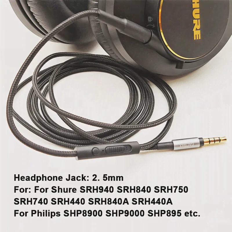 Для Shure SRH840A SRH440 Headphy Cable для ноутбука мобильный телефон 840A Computer Microphone Cable