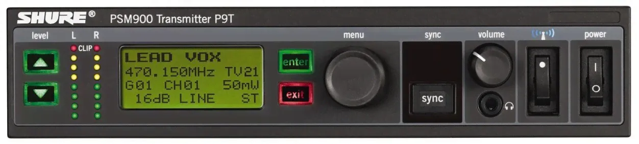 Shure P9TE K1E (596 - 632 МГц) передатчик системы персонального мониторинга PSM900-0